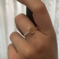 BLICKWINKEL KARLSTADT Ring aus Sterling Silber mit Kugeln und einem rosafarbenem Mondstein