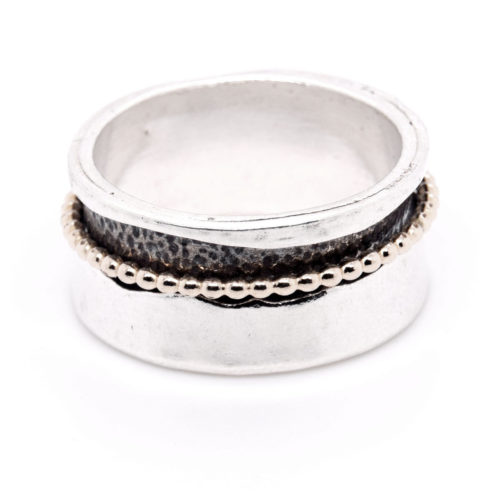 Ring Silber oxidiert mit vergoldeten Kügelchen